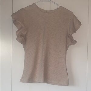 Deletta Tan Ruffled Fitted T-Shirt